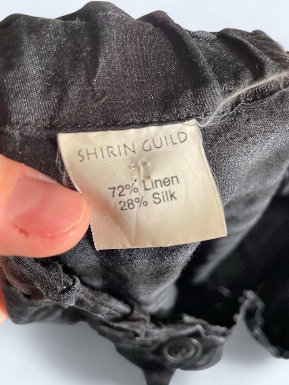 Black linen silk vintage skirt size M by Shirin Guild - Picture 7 of 8